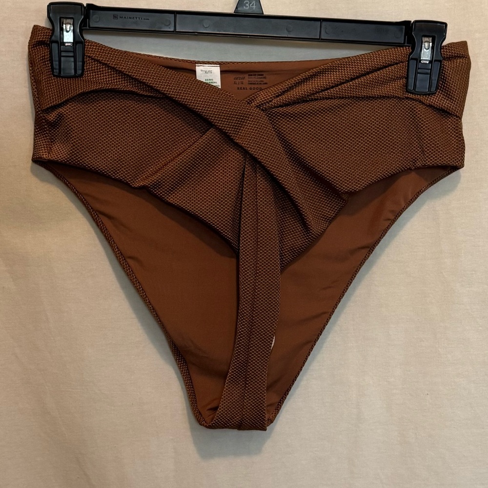 AA-618 Aerie NWOT‎ High Cut Cheeky Brown Summer Swim Bikini Bottoms Size XL